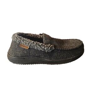 Dearfoams Men's Memory Foam Slippers Charcoal Herringbone Size 9‑10